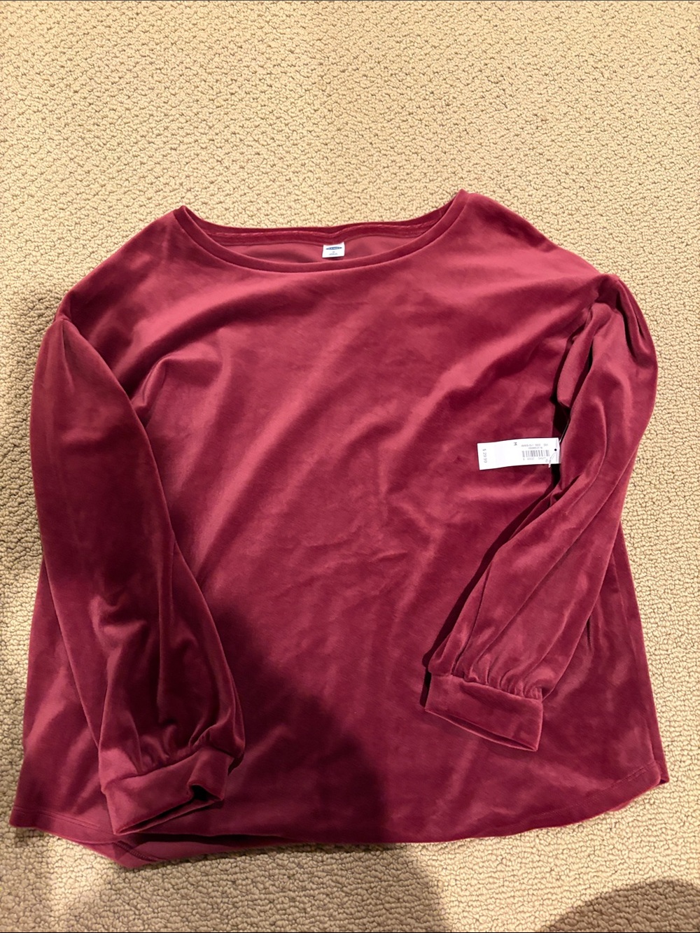 Old Navy Burgundy Velvet Long Sleeve Top